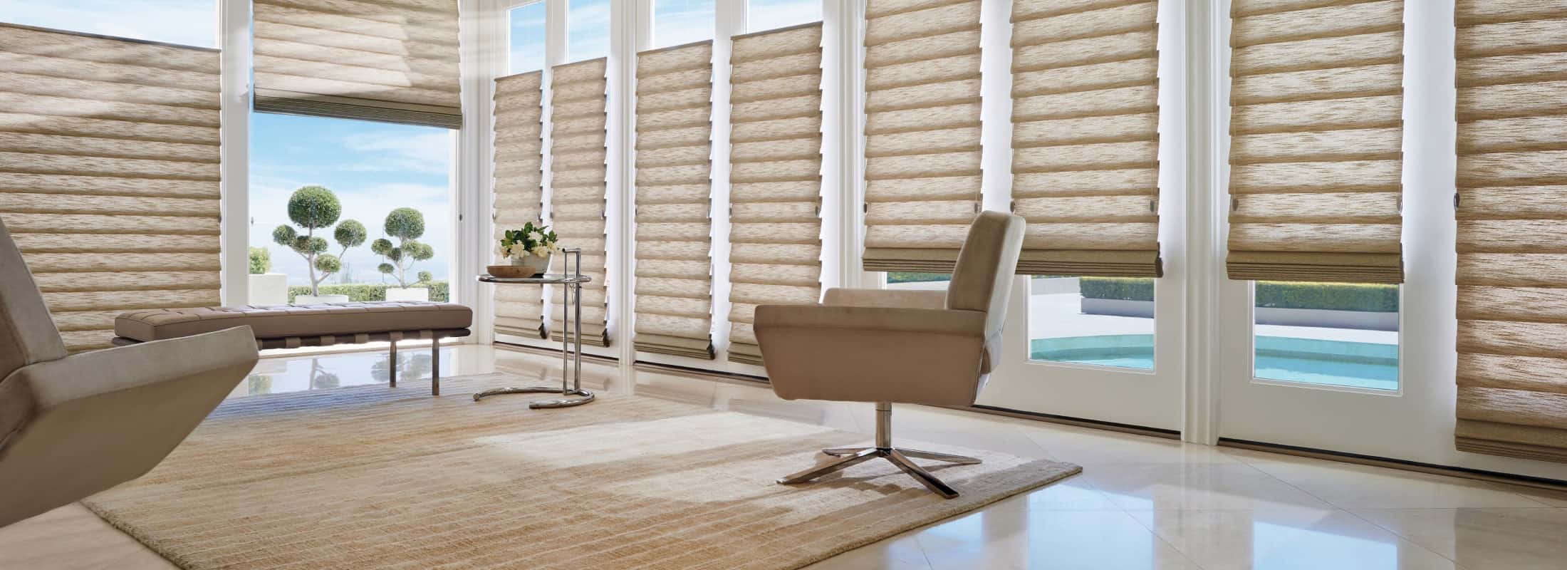 Hunter Douglas Roman Shades Modern Ruffell & Brown Window Covering Centre