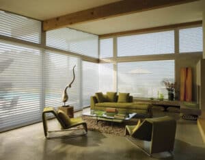 Vintage furniture in a living room with Nantucket Window Shadings